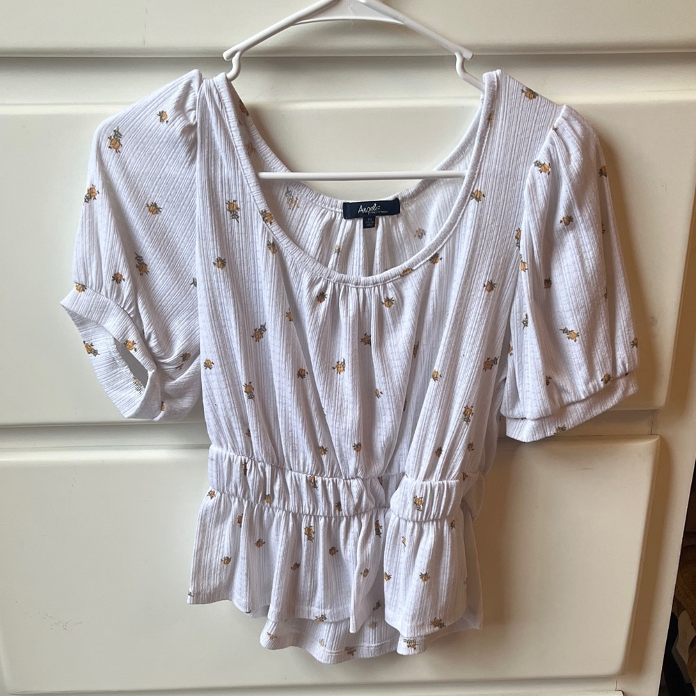 Angie White Blouse with Yellow Flowers